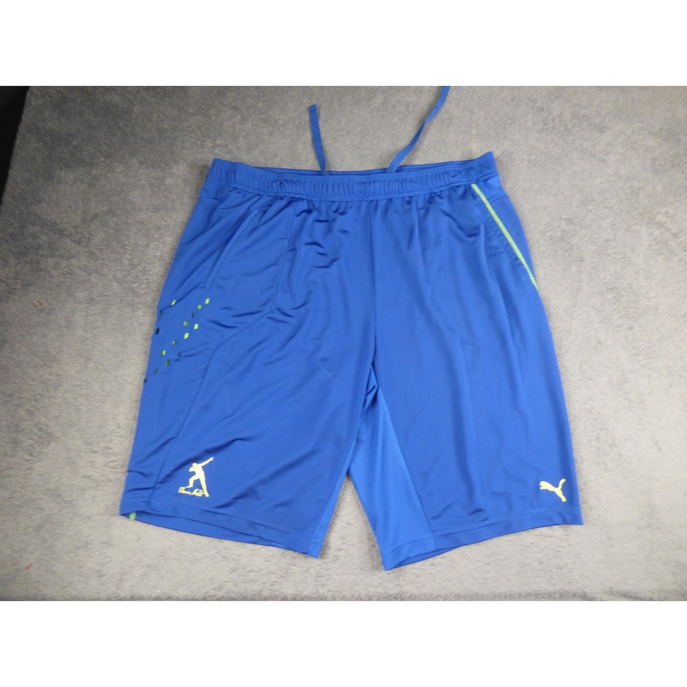 Puma Usain Bolt Blue Athletic Training Shorts Mens XXL 2XL Track Field Running